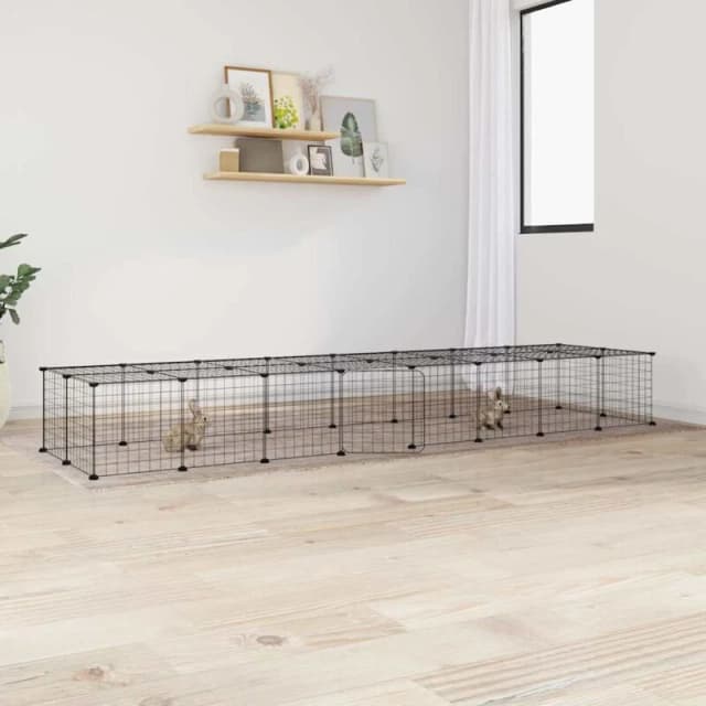 VIDAXL 36-Panel Pet Cage with Door Black 35x35cm Steel vidaXL 8720287190905
