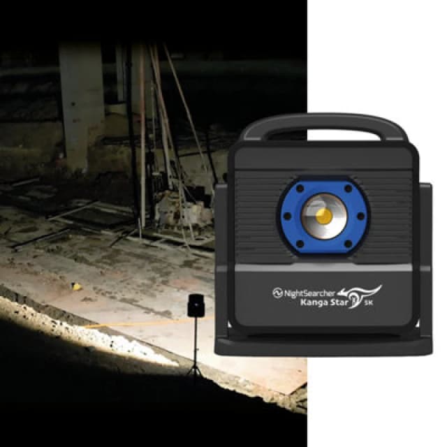 Nightsearcher Kangastar 5K , 5000 Lumens 50M Beam Worklight Powered By Panasonic, Bosch, Hikoki, Makita Powertool Batteries