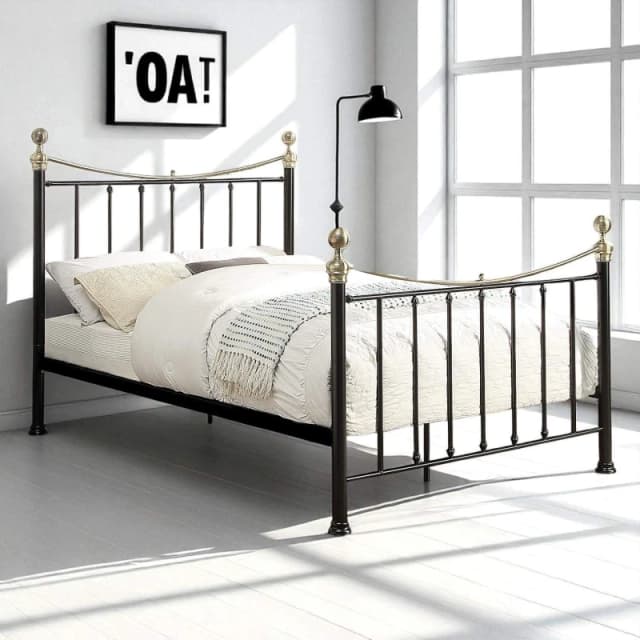 OAT Home Hampstead Traditional Style Metal Bed Frame in Black Size: Single Black Unisex Single