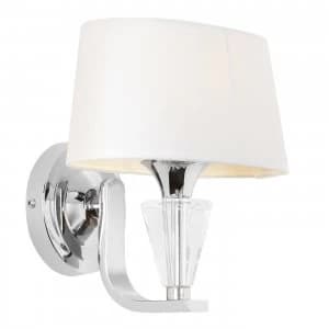 1 Light Indoor Wall Light Chrome, White Tc Fabric, E14