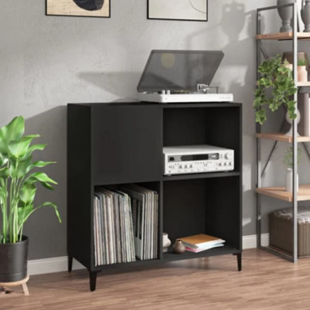 VIDAXL Record Cabinet Black 84.5x38x89cm Engineered Wood Vidaxl 8720845879044