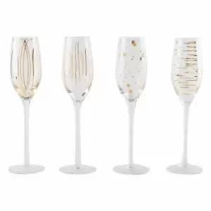 Mikasa Cheers Metallic Gold Set Of 4 7Oz Flute Glasses