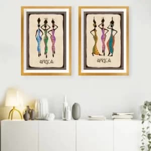 SET_094 Multicolor Decorative Framed Painting (2 Pieces)