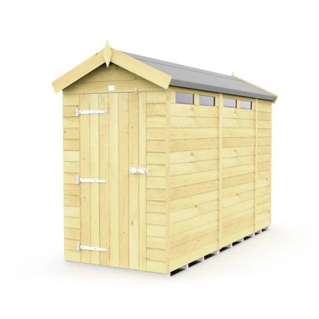 Buttercup Farm 4 x 10 Feet Apex Security Shed - Single Door - L302 x W118 x H217cm in Brown Brown Unisex