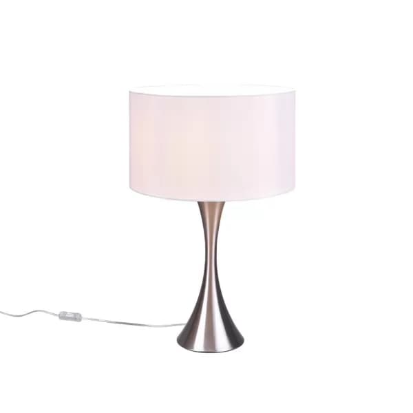 Sabia Modern 40cm Table Lamp with Round Shade Nickel Matt