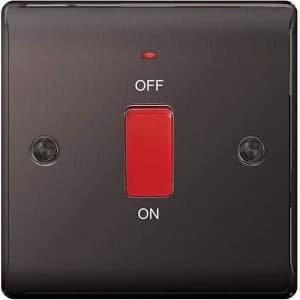 BG Nexus Metal Black Nickel Double Cooker Switch With Power Indicator 45A - NBN74