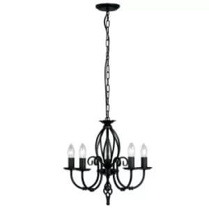 Artisan 5 Light Chandelier Black Finish, E14