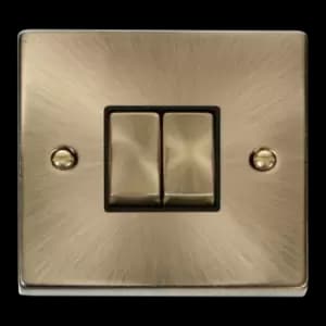 Click Scolmore Deco Ingot 2 Gang 10AX 2 Way Plate Switch - VPAB412BK