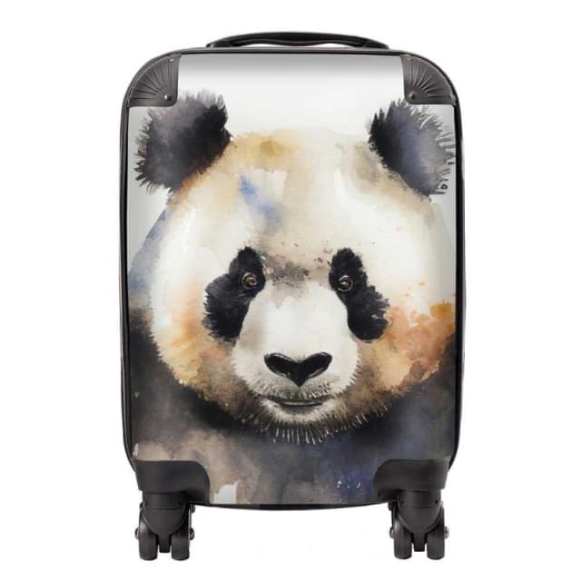 Warren Reed - Designer Panda Watercolour Suitcase in Brown Size: Small Brown Unisex Small