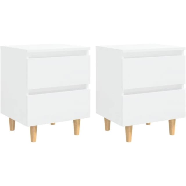 VIDAXL Bed Cabinets & Pinewood Legs 2 pcs High Gloss White 40x35x50cm Vidaxl 8720286356739