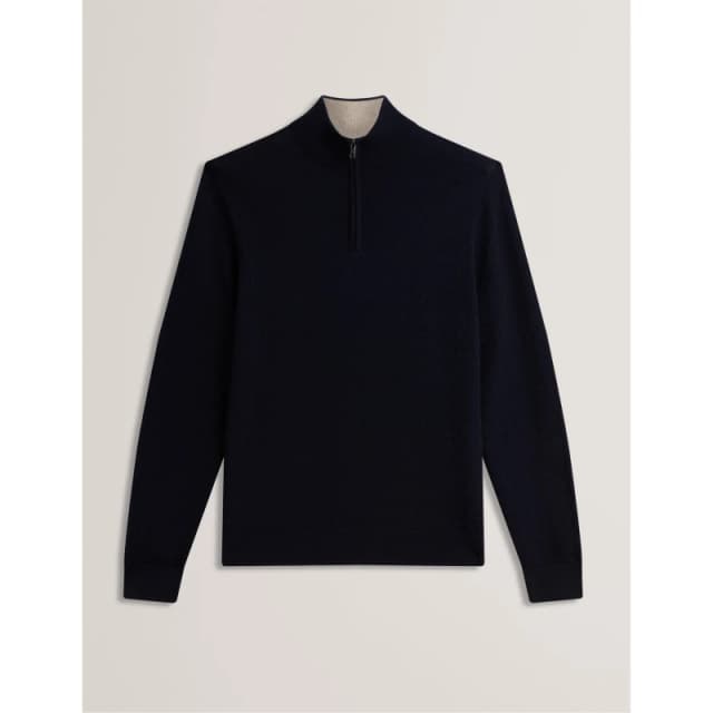 Ted Baker Mens Stitch Half Zip Knitted Top Navy male S (2)