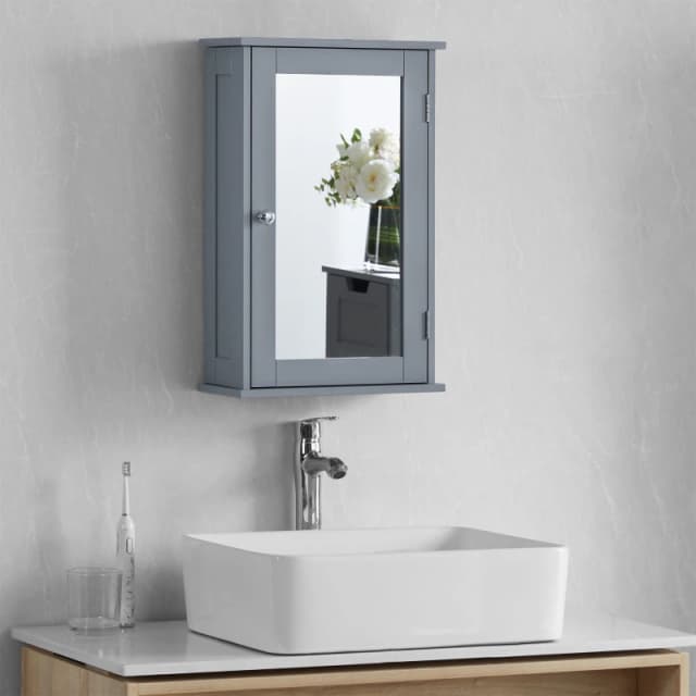 Lassic Bath Vida Priano 1 Door Mirrored Wall Cabinet Bathroom Shelves 1 Door Grey 83967490000