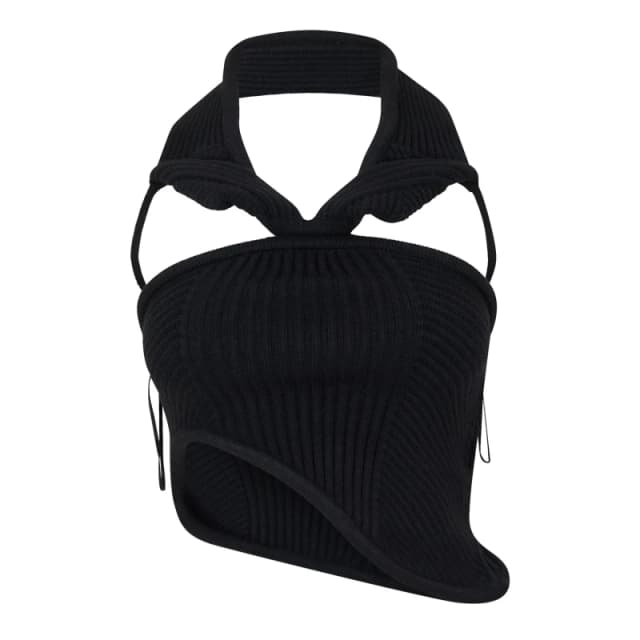 Off White Womens Ribbed Textured Crew Neck Jumper Black female 6 (2XS)