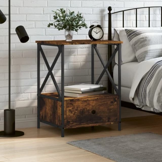 VIDAXL Bedside Table Smoked Oak 50x41x65cm Engineered Wood Vidaxl 8720845940461
