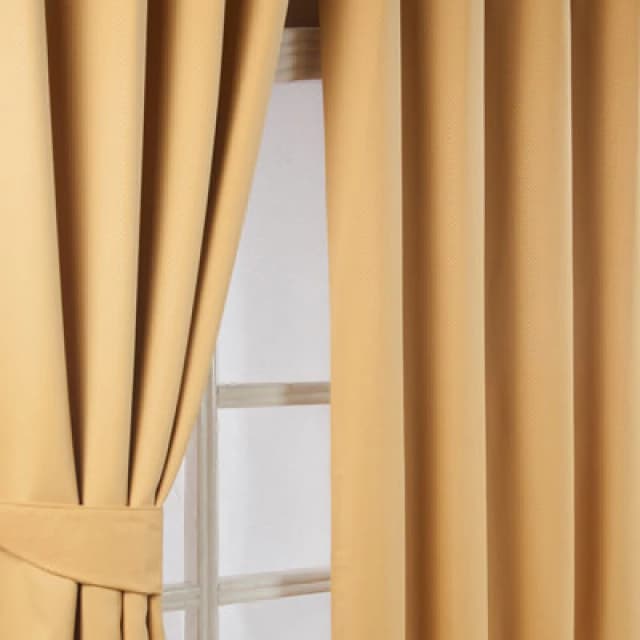 Homescapes Yellow Herringbone Chevron Blackout Curtains Pair Eyelet Style, 46X90"
