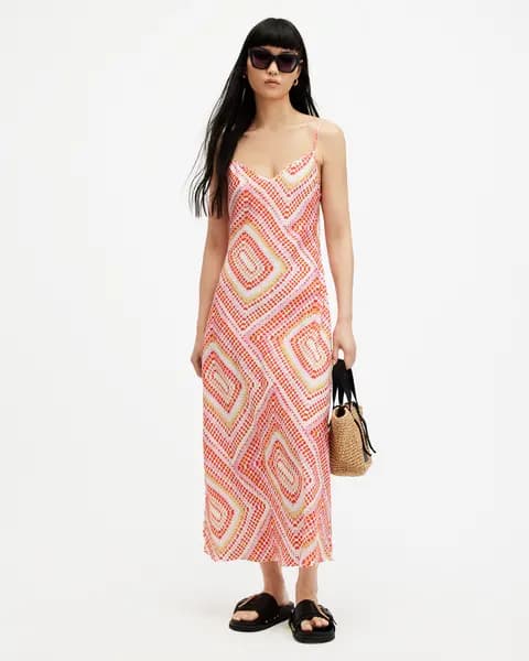 AllSaints Bryony Luisa Print Midi Slip Dress