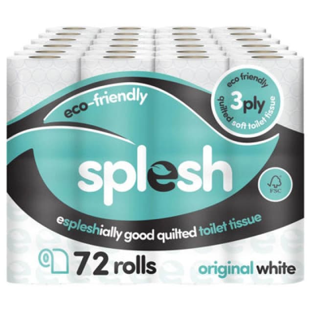 Splesh 'Toilet Roll' Soft & Quilted Eco-Friendly, Original White 72 Rolls White