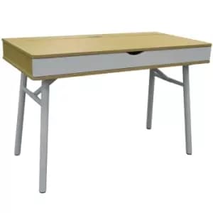 Techstyle Tech Modern Retro Hideaway Office Desk / Computer Workstation Oak / White