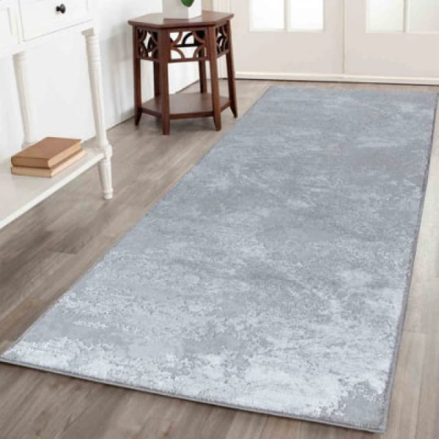 Modern Abstract Sprayed Grunge Texture Area Rugs Grey 60X220 Cm