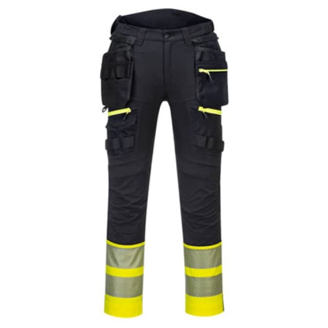 Portwest DX4 Hi Vis Detachable Holster Pocket Class 1 Trousers DX445YBR28 Colour: Yellow / Black
