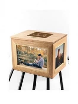 Treat Republic Personalised Contemporary Mr & Mrs Midi Oak Photo Cube Keepsake Box