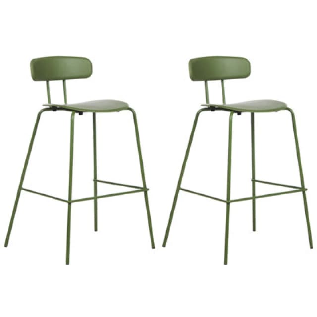 Beliani Set Of 2 Bar Chairs Sibley Green
