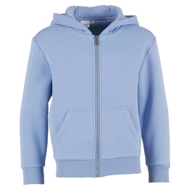 Build Your Brand Fluffy Full Zip Hoodie in Blue Size: 11-12 Years Blue Unisex 11-12 Years