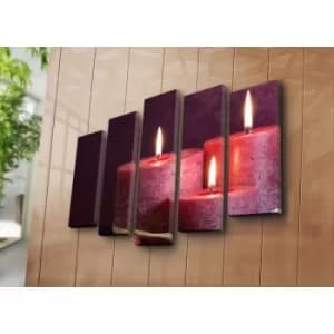5PAT-32 Multicolor Decorative Canvas Painting (5 Pieces)