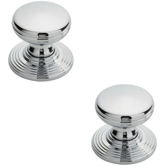 Loops 2x Smooth Ringed Cupboard Door Knob 28mm Dia Polished Chrome Cabinet Handle Multi unisex
