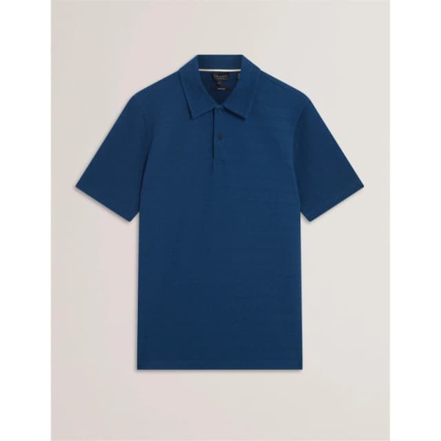 Ted Baker Mens Textured Short Sleeve Polo Shirt Dk-Blue male S (2)