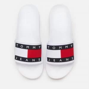 Tommy Jeans Mens Flag Pool Slide Sandals - White - UK 10