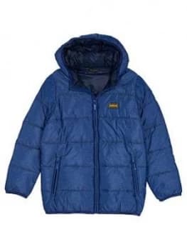 Barbour International Boys Court Quilt Hooded Coat - Inky Blue