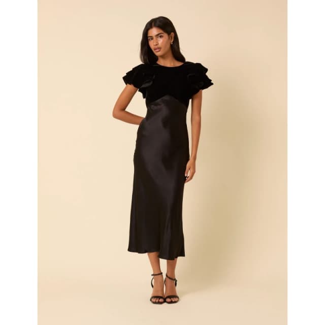 Nobodys Child Lola Velvet Mix Midi Dress Black female 8 (XS)