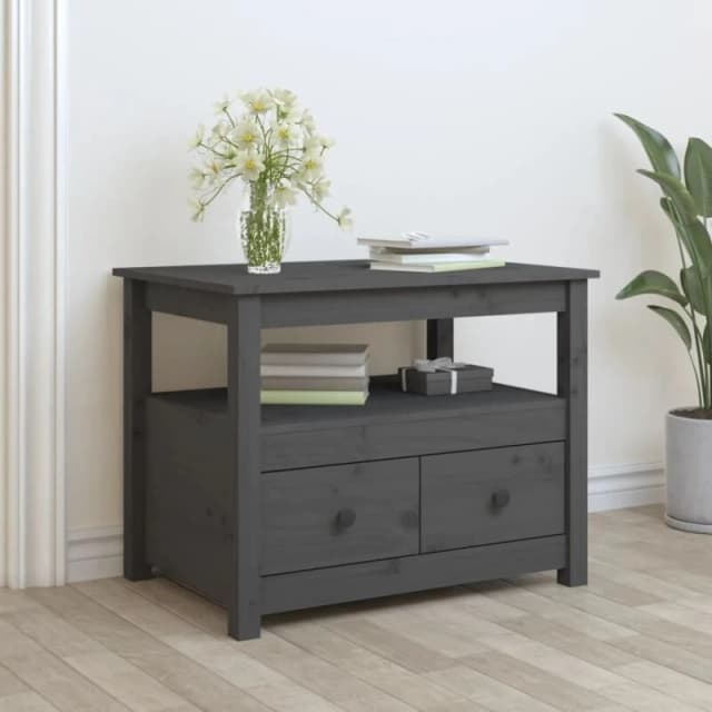 Vidaxl Coffee Table Grey 71X49X55cm Solid Wood Pine, Grey 820938