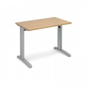 TR10 Straight Desk 1000mm x 600mm - Silver Frame Oak Top