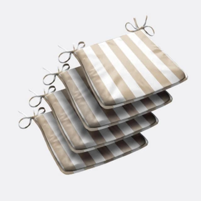 Luxury Living Wide Striped Outdoor Tapezoid Shape Seat Pad in Beige Size: 4 Pack Beige Unisex 4 Pack