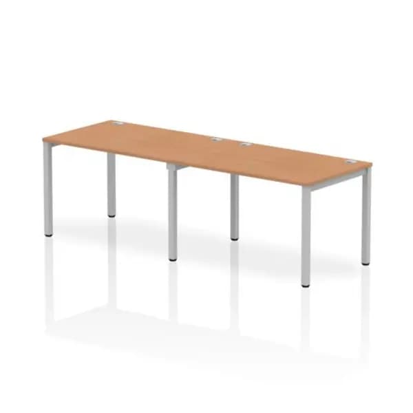 Impulse Bench Single Row 2 Person 1200 Silver Frame Office Bench Desk Oak