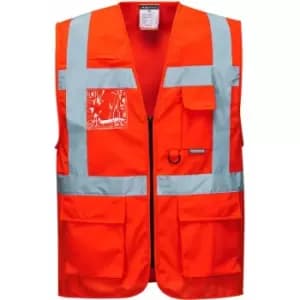 Portwest S476 Red Sz XXL Hi-Vis Vest Berlin Executive Pockets Reflective - Hi-Visibility Red
