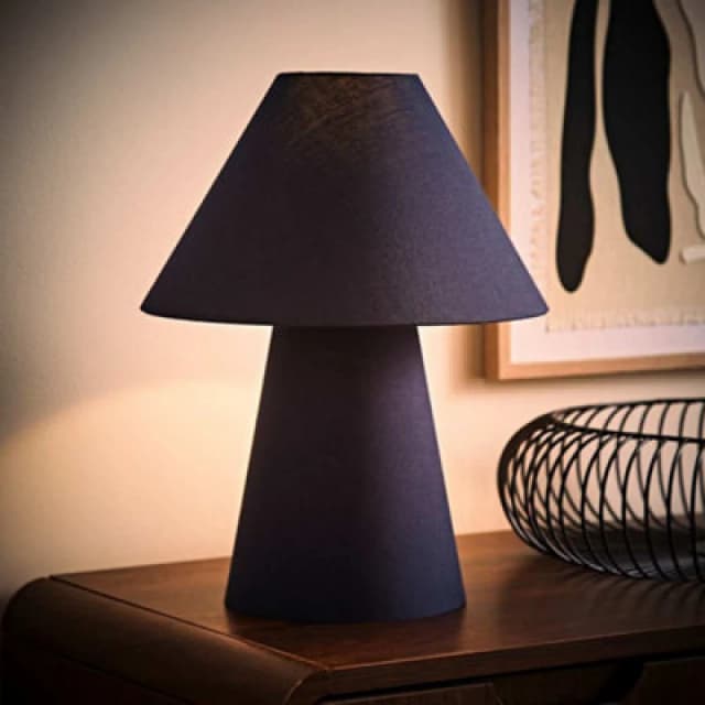 ValueLights ValueLights Freddie Navy Blue Full Fabric Tapered Lamp Shade Table Lamp with Bulb Navy One Size Unisex 5059406070174