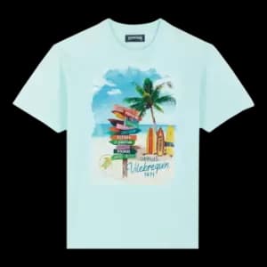 Cotton Men T-Shirt Holidays Signpost - Portisol - Blue - Size M - Vilebrequin