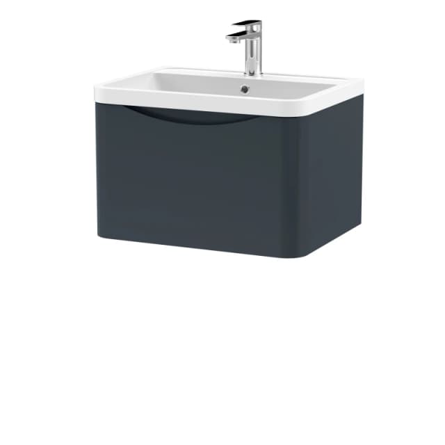 Balterley Wall Hung 1 Drawer Vanity Basin Unit Polymarble Basin Soft Black 600mm Black