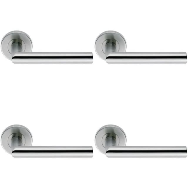 Loops 4x PAIR Mitred Round Bar Handle Ringed Design Conceled Fix Satin Steel Metallics