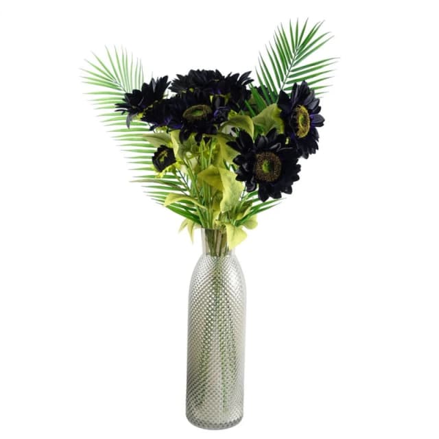 Leaf Leaf 100cm Purple Artificial Sunflower Arrangement Glass Vase Purple