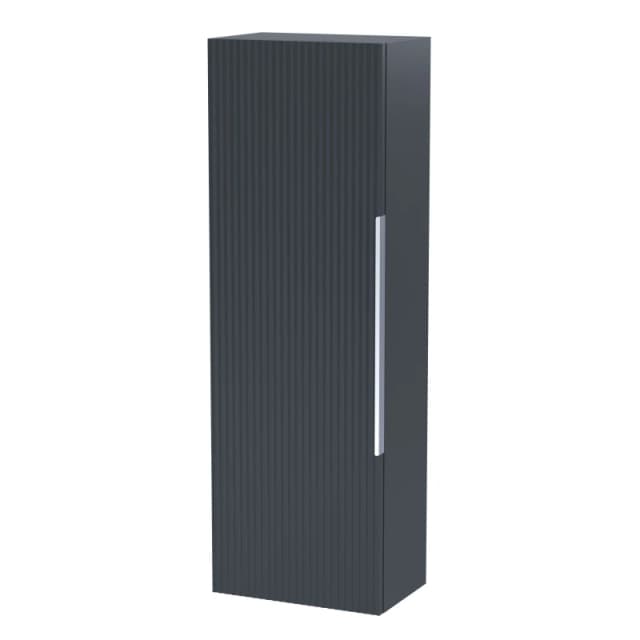 Balterley Fluted 400mm Tall Wall Hung Storage Unit with Single Soft Close Door - Dark Grey Grey Unisex