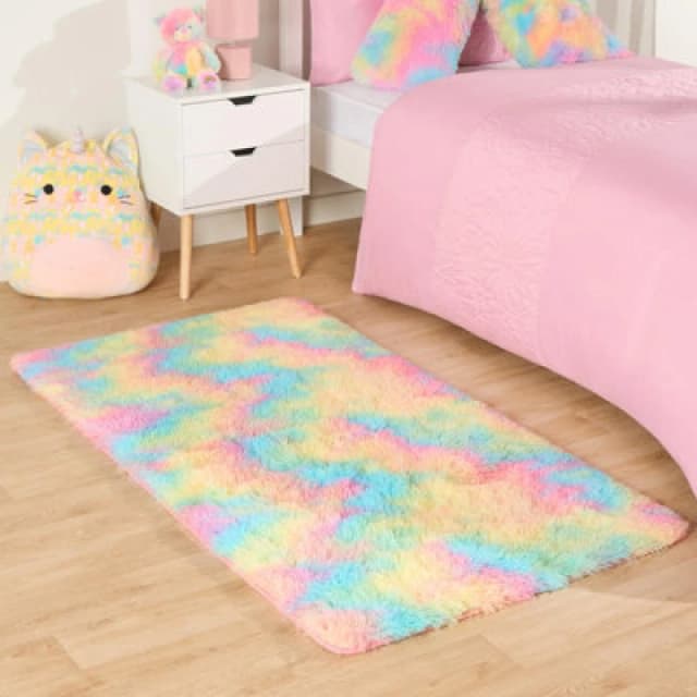 OHS OHS Fluffy Rug Anti Slip Plain Shaggy Floor Mat Size: 80cm x 150cm Multi 80cm x 150cm Unisex 5027434193103