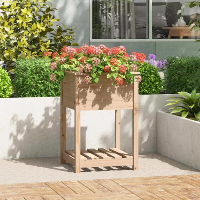 VIDAXL Planter with Shelf 54x54x81cm Solid Wood Pine Vidaxl 823773