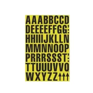A4 sheet with characters, magnetic letters, pack of 2, yellow background