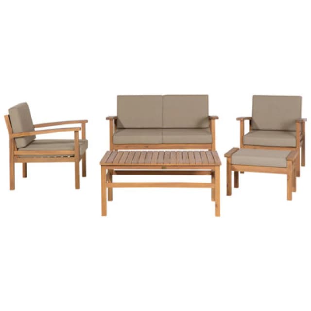Beliani Garden Lounge Set With Table 4 Seater Manila Certified Acacia Wood Light Brown