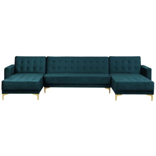 Beliani Modular U-Shape Sofa Bed 5 Seater Aberdeen Velvet Teal