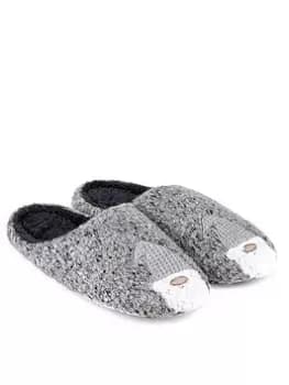 TOTES Novelty Applique Slipper - Grey Size M Men